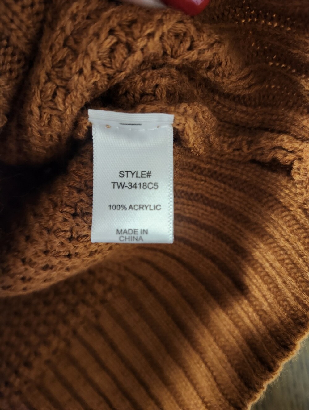 Zenana Off Shoulder Slouchy Chunky Knit Over Sized Sweater Rust Brown Women's XL - Picture 5 of 5